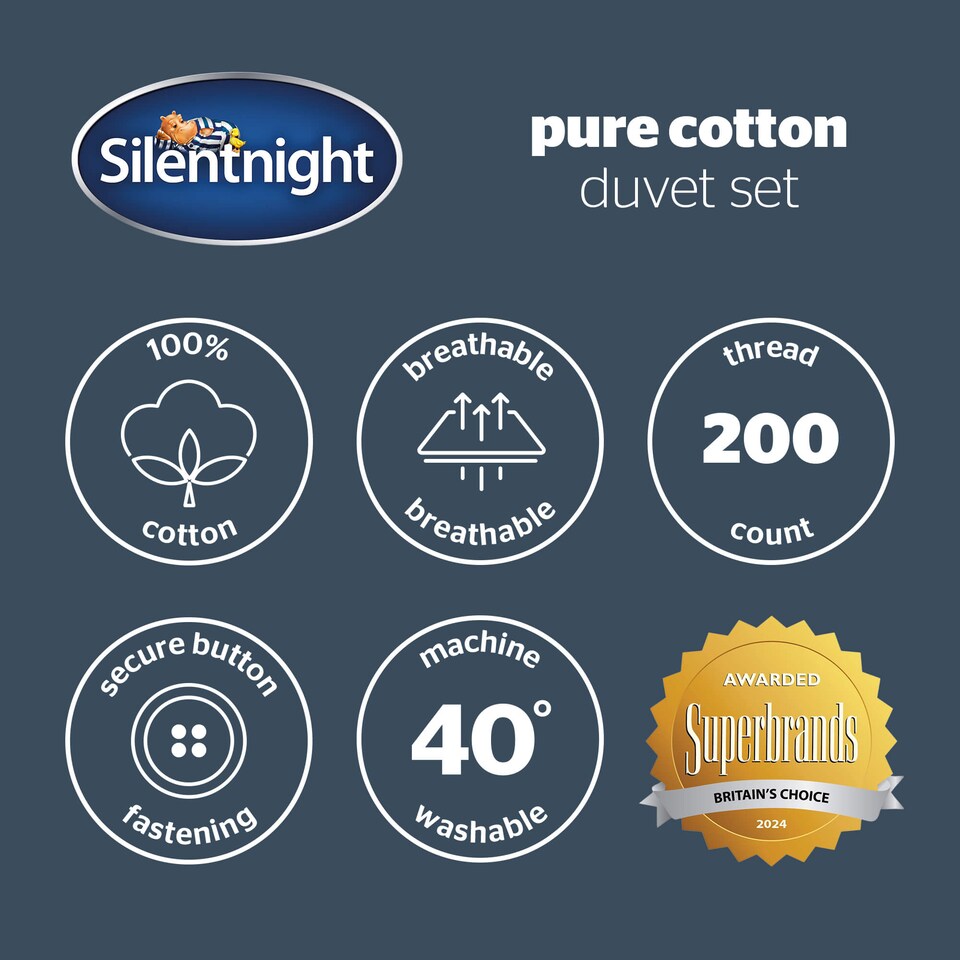 image 1 of Silentnight Pure Cotton Duvet Cover Set, Natural