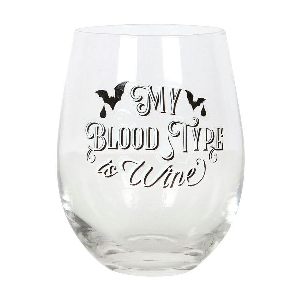 image 1 of Something Different My Blood Type Is Wine Stemless Wine Glass - Clear - One Size