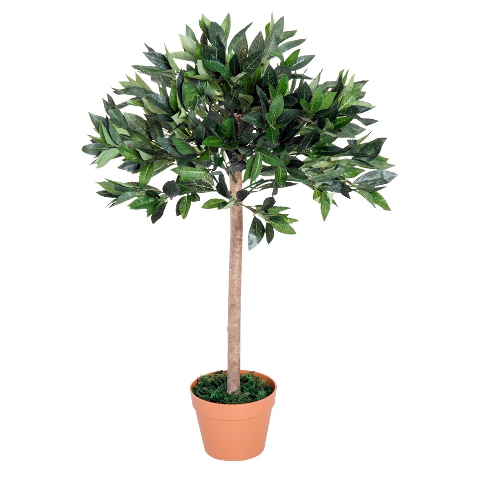image 1 of Outsunny Artificial Olive Tree Plant In an Orange Pot 90 cm for Home