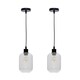 image 1 of Set of 2 Batley - Clear Ribbed Glass with Black Pendant Fittings | Clear | Clear | 2
