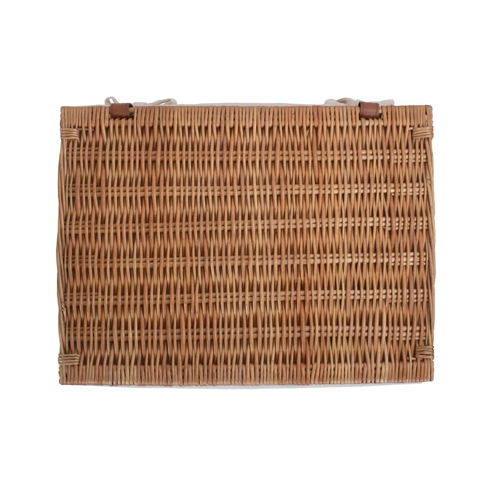 image 1 of Light Steamed Cotton Lined Wicker Storage Basket Brown | Brown | L