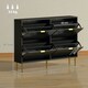 image 7 of HOMCOM Slim Shoe Storage Cabinet with 4 Flip Drawers for Hallway Black