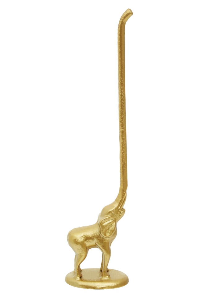 image 1 of Fauna Gold Finish Elephant Toilet Roll Holder With Round Base