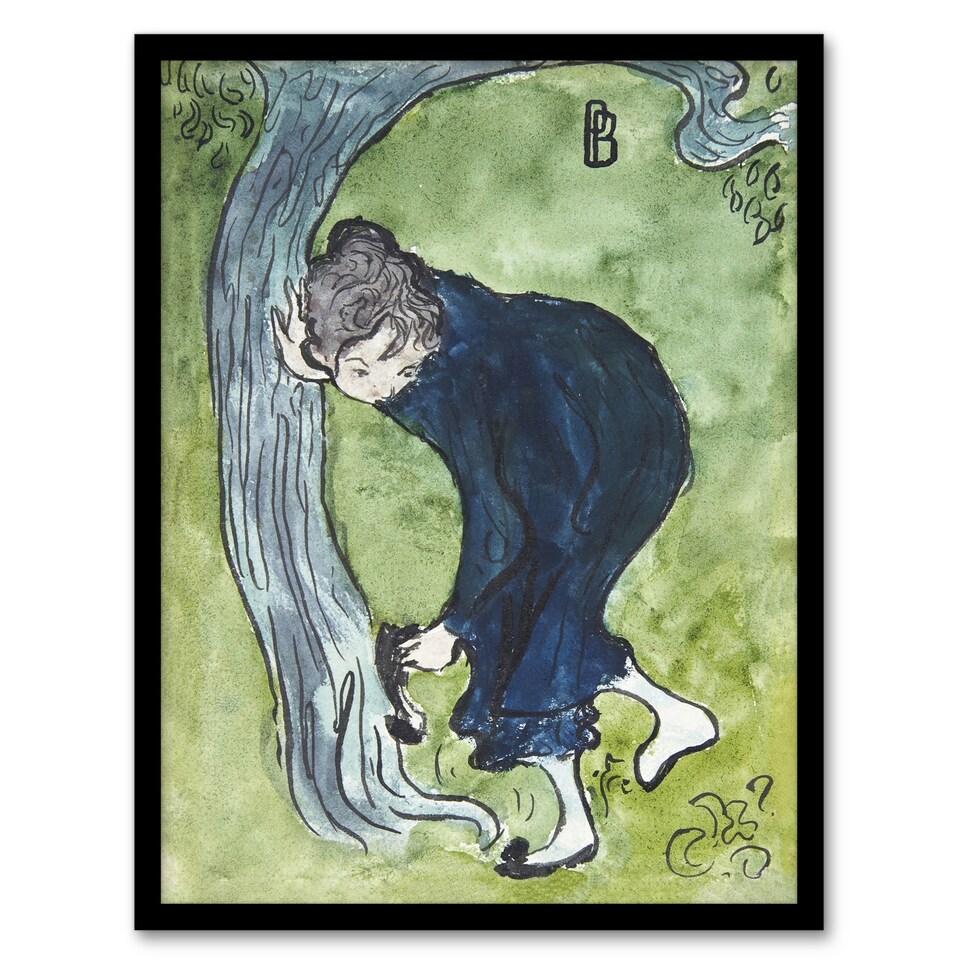 image 1 of The False Step Watercolour Painting Bonnard Framed Wall Art Print 12X16"