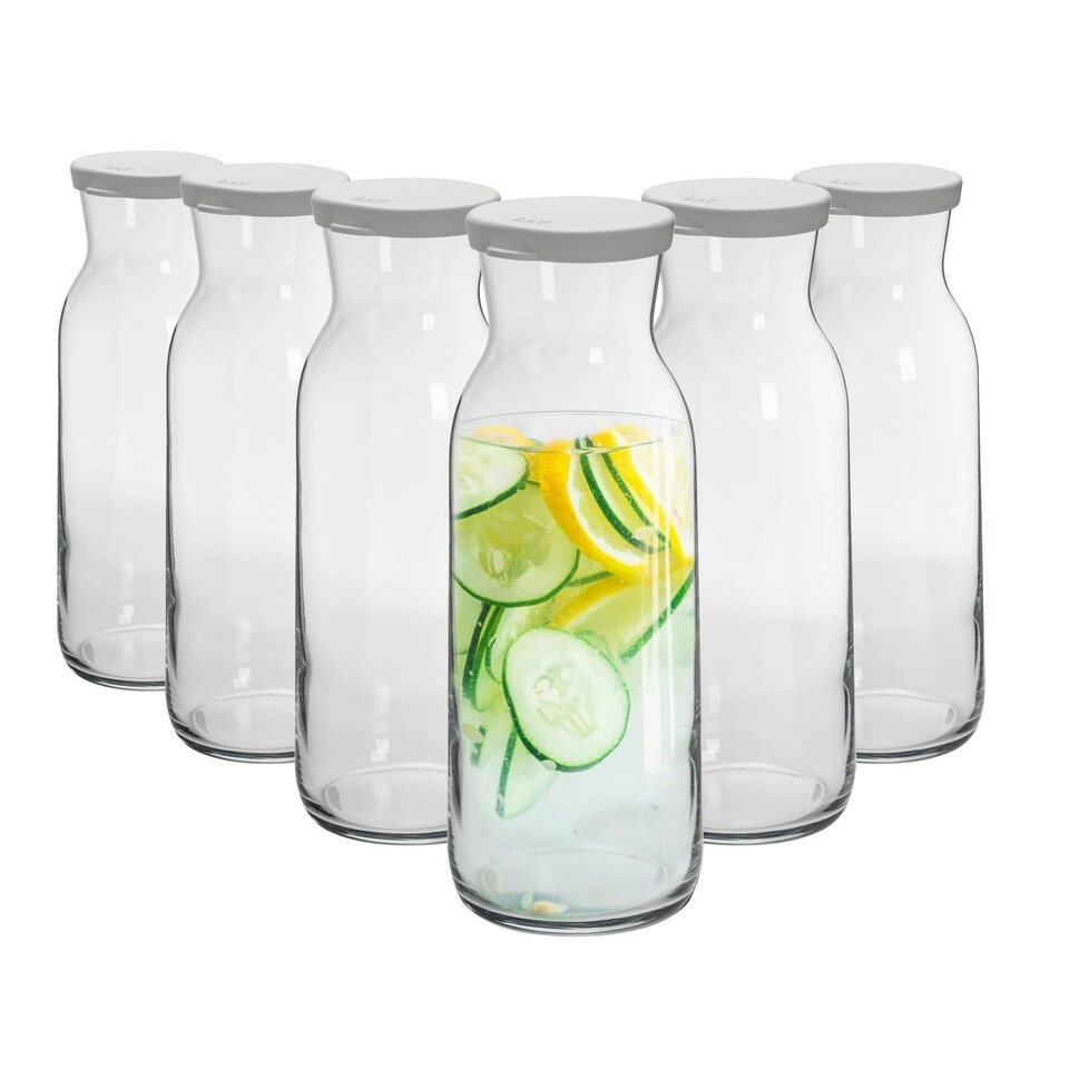 image 1 of Argon Tableware Brocca Glass Carafes with Silicone Lids - 1.2 Litre - Pack of 6