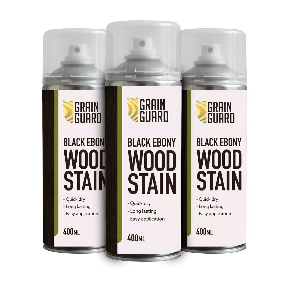 Grain Guard Water Based Wood Stain Spray - Black Ebony - 400ml - 3-Pack