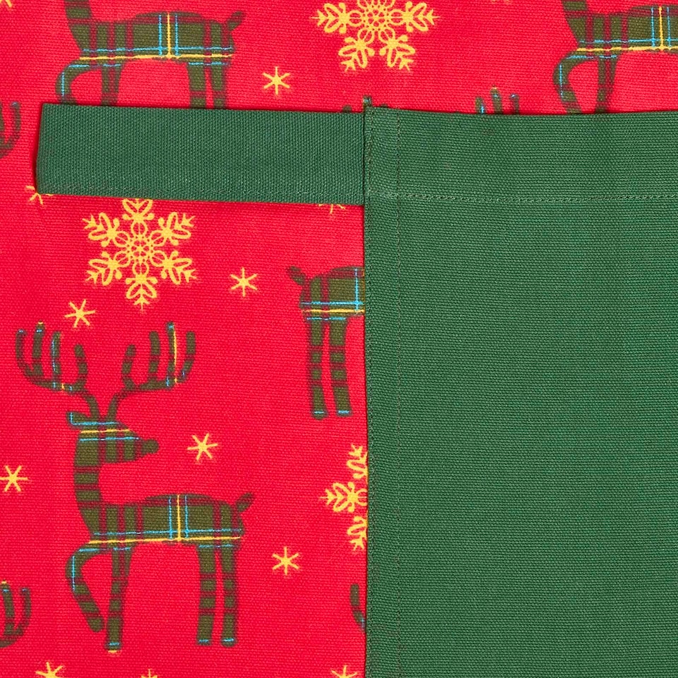 image 1 of Homescapes Red Reindeer Christmas Apron
