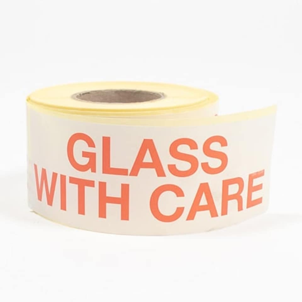 image 1 of Glass Handle with Care Sticker Label Roll - Pack of 25