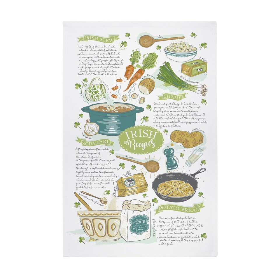 Ulster Weavers Irish Recipes Tea Towel - Cotton Green