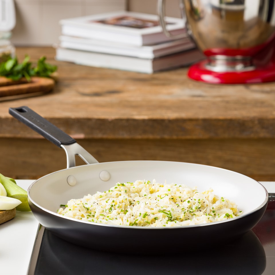 image 1 of KitchenAid Coloured Aluminium Frying Pan, 28cm, Matt Black