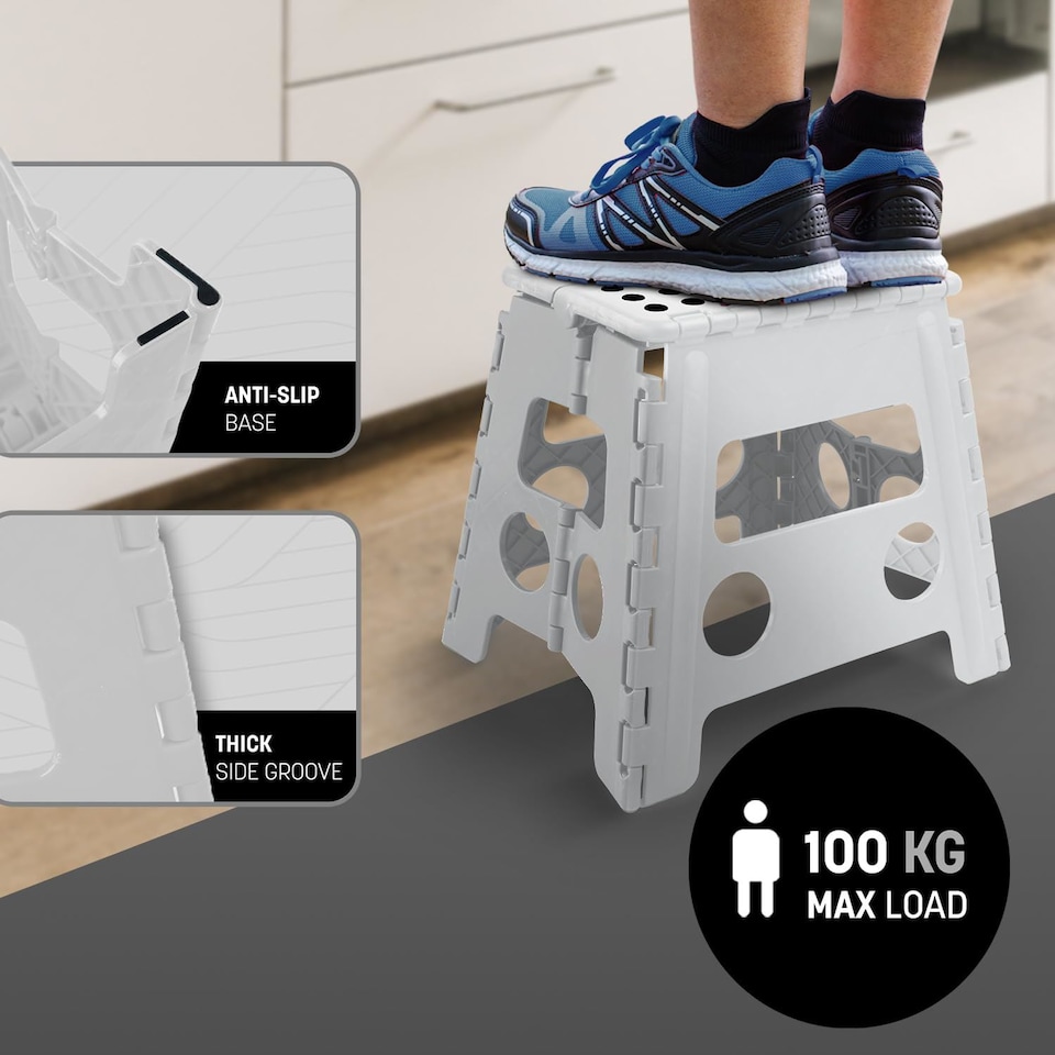image 1 of Keplin Heavy Duty Folding Step Stool Non-Slip Plastic with Carry Handle, 13 Inch
