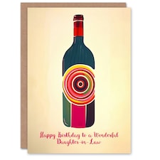 Law Fun Funky Wine Bottle Party Red White Daughter-in-Law Birthday Card