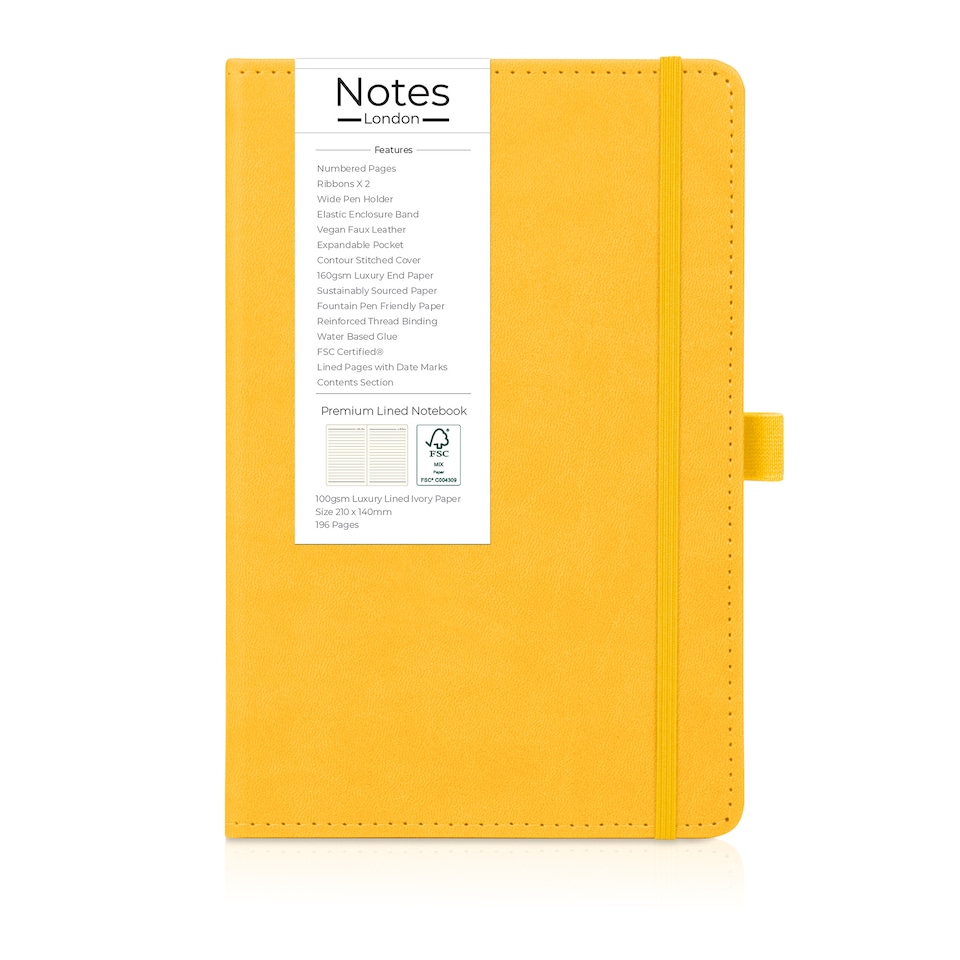 image 1 of Notes London A5 Italian Styled Moretti Notebook Yellow