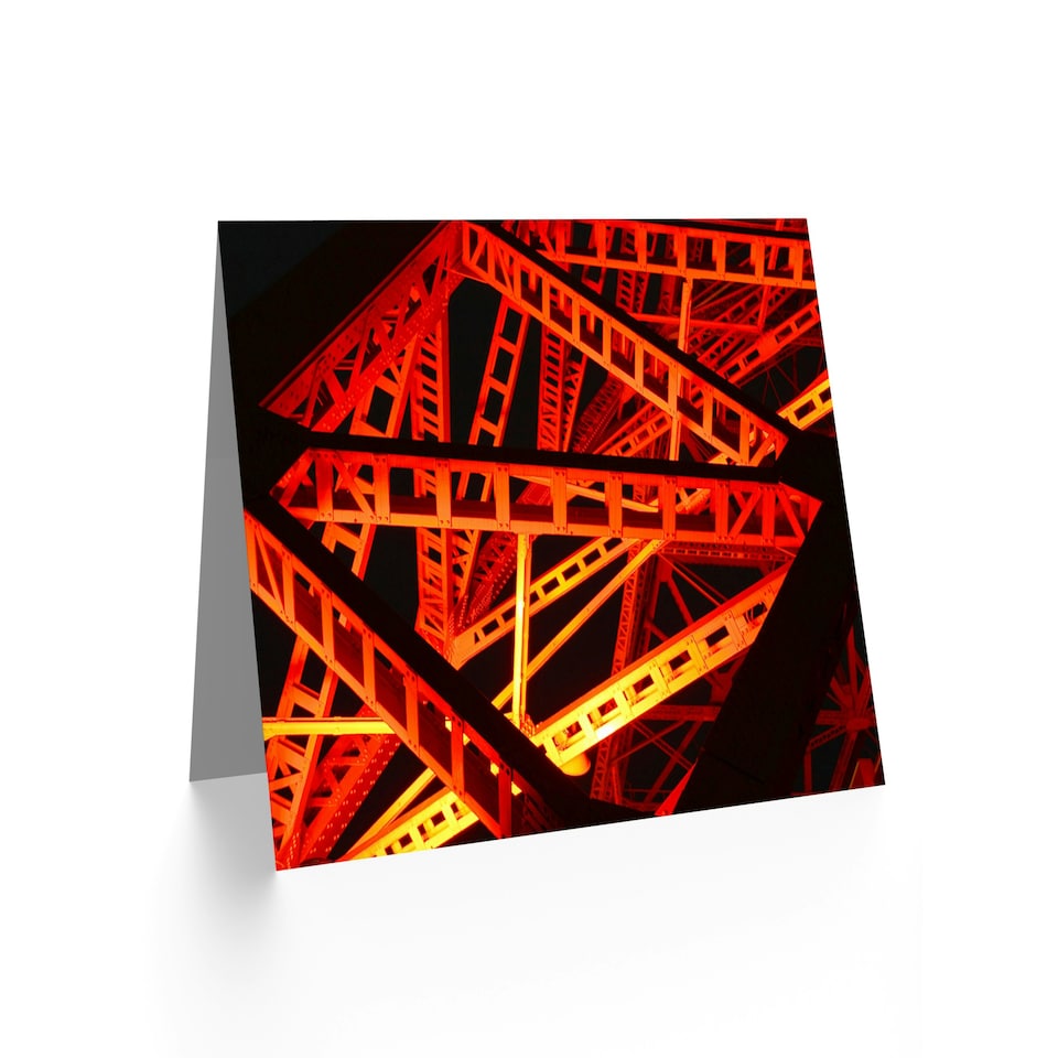 image 1 of Industrial Architecture Abstact Geometric Orange Red Greeting Card