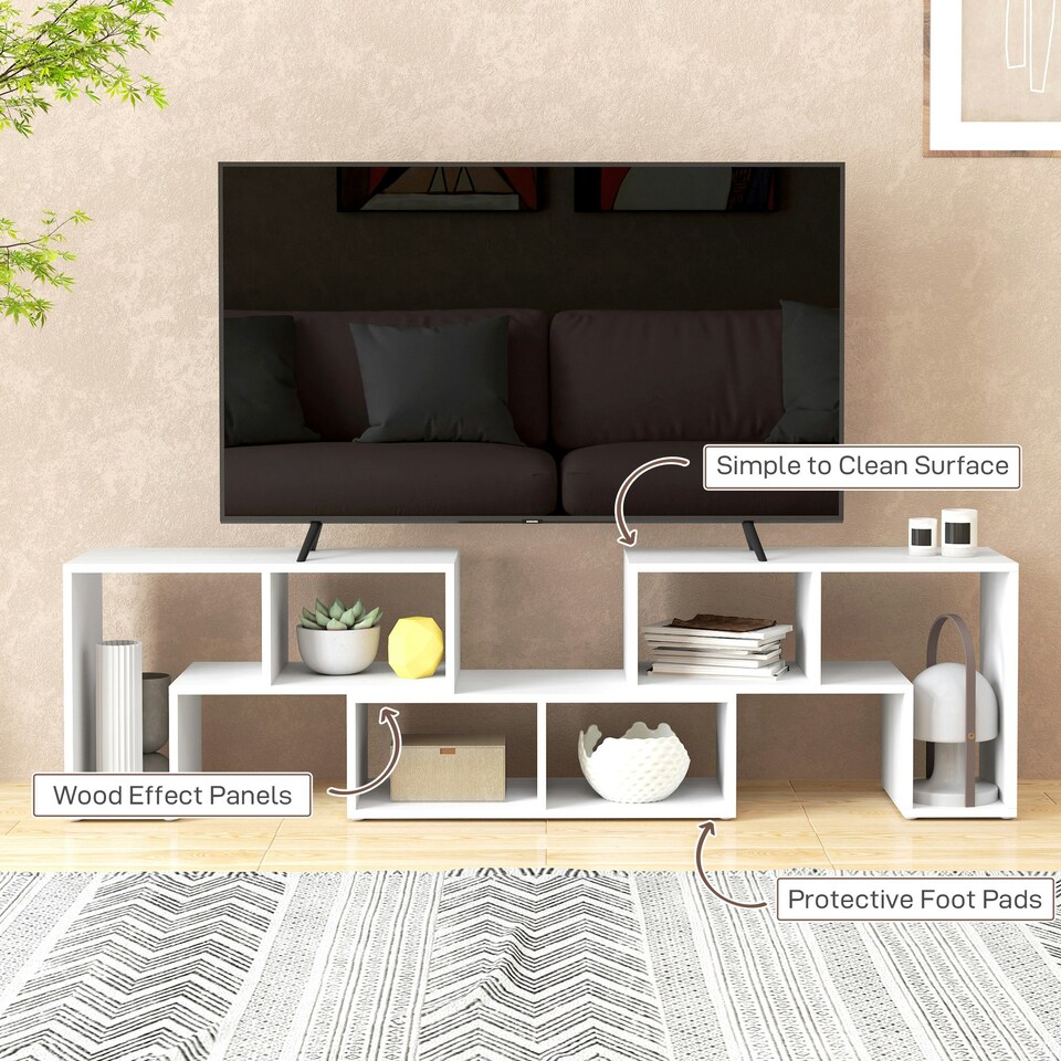 image 1 of HOMCOM TV Unit for TVs up to 75 Inches, Free Combination TV Stand, White