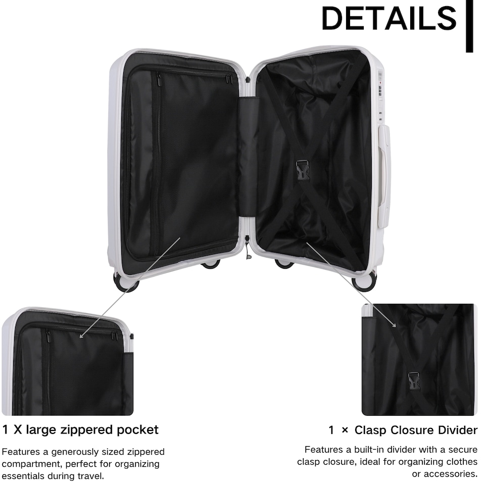 image 1 of Cabin Suitcase Small 20’ Inch Hard Shell Hand Luggage - Lightweight & Durable, USB Charging Port, Secure TSA Lock, Dual Spinner Wheels