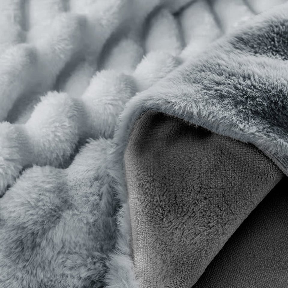 image 1 of Velosso Jumbo Cord Faux Rabbit Fur Duvet Cover and Pillowcase Set