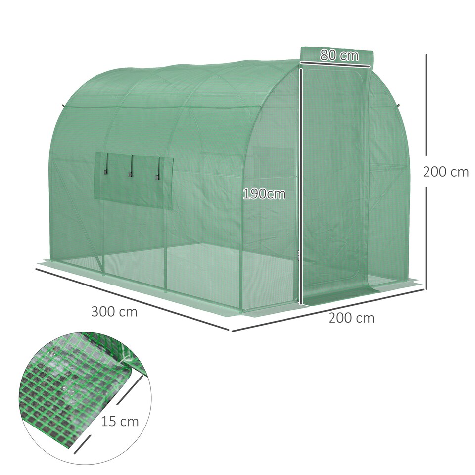 image 1 of Outsunny 3 x 2M Walk-in Garden Polytunnel Greenhouse Galvanised Steel W Door