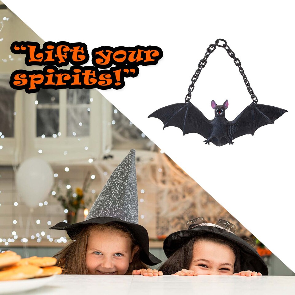 image 1 of PMS Hanging Bat Decoration for Halloween Party, Black