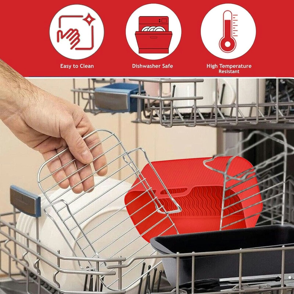 image 1 of SPARES2GO Basket Drawer Liner and Multi Layer Shelf Racks Skewer Rack Set for Air Fryer