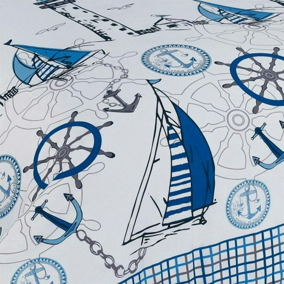 image 1 of Sailboats Nautical Duvet Cover Set - King - Blue