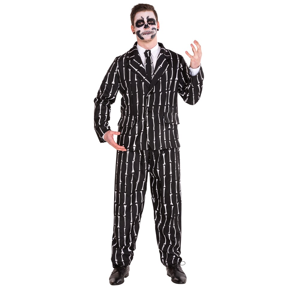 image 1 of Bone Suit - Halloween fancy dress costume for men | Black | black | S | 1