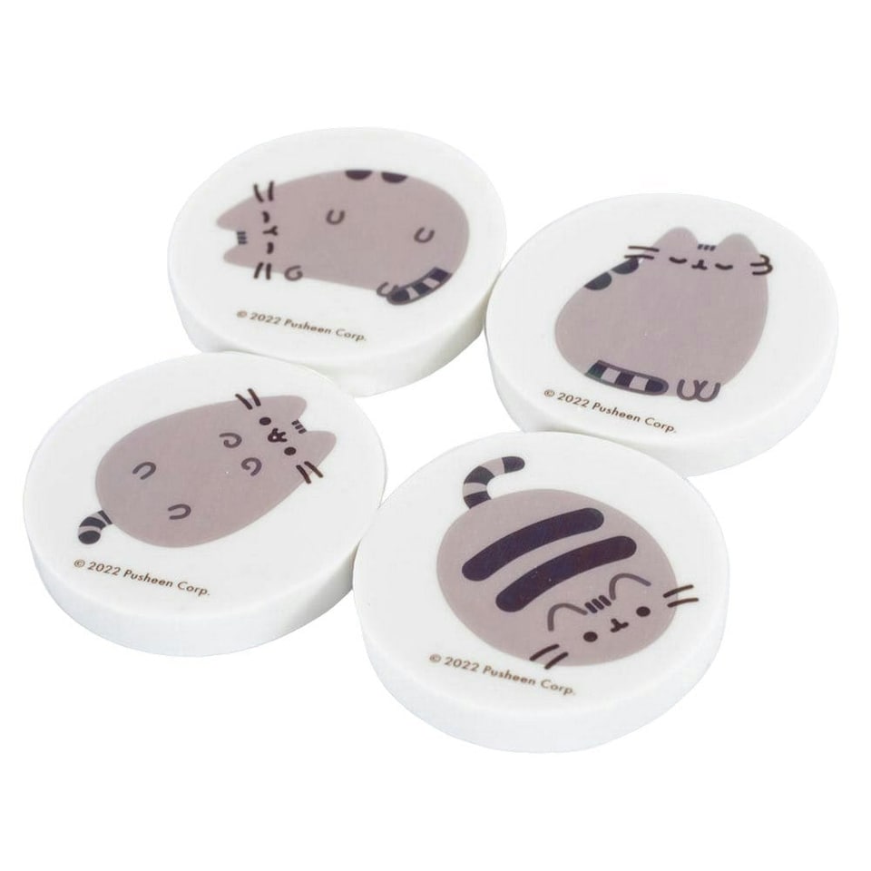 image 1 of Pusheen Printed Erasers (Pack of 4) - White/Grey - One Size