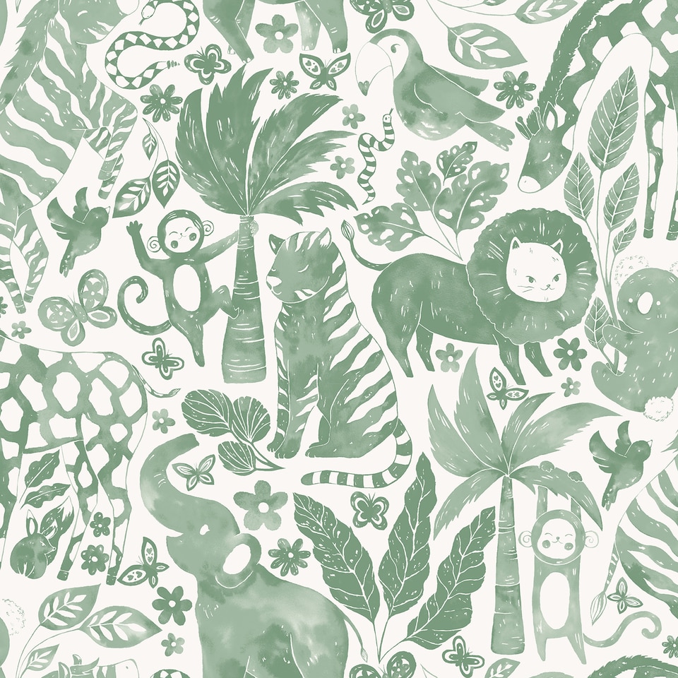image 1 of NuWallpaper NUS4851 Sweet Safari Peel & Stick Wallpaper, Green