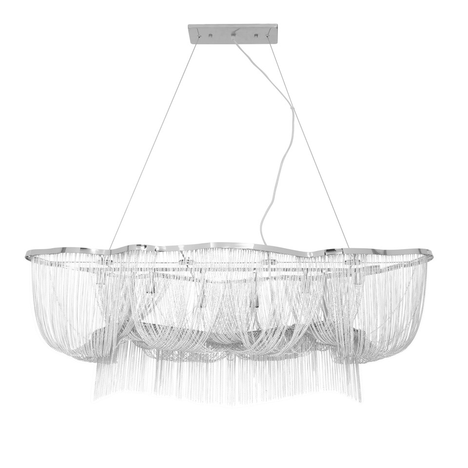 image 1 of Interiors by Premier 6 Light Chrome Pendant, Adjustable Aluminium Chain Basket Pendant, Boutique Luxe Lighting For Living Room