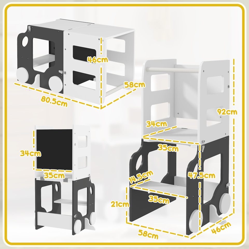 image 1 of AIYAPLAY Toddler Step Stool, 4 in 1 Foldable Toddler Step, Grey