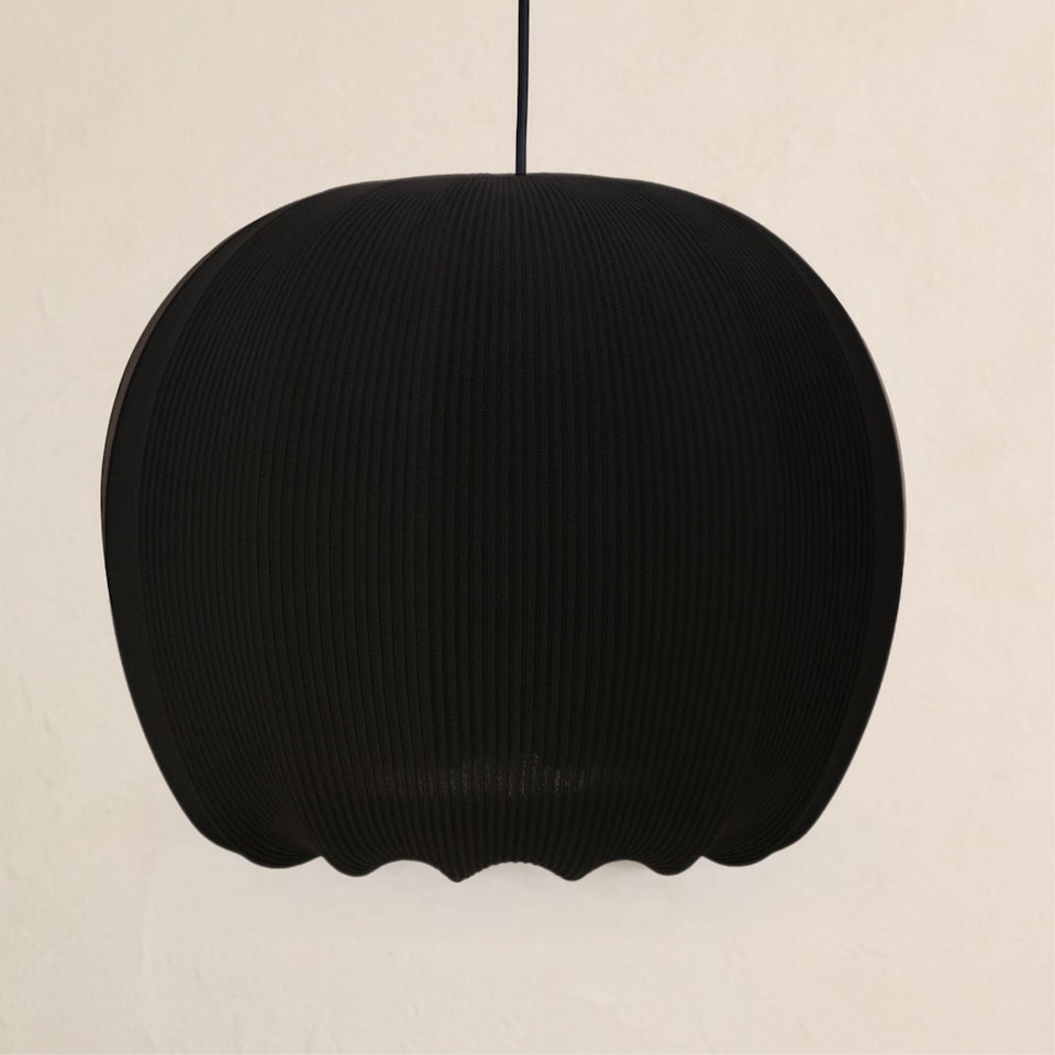 image 1 of CGC Lila Black Rounded Ribbed Stretch Cotton Lampshade