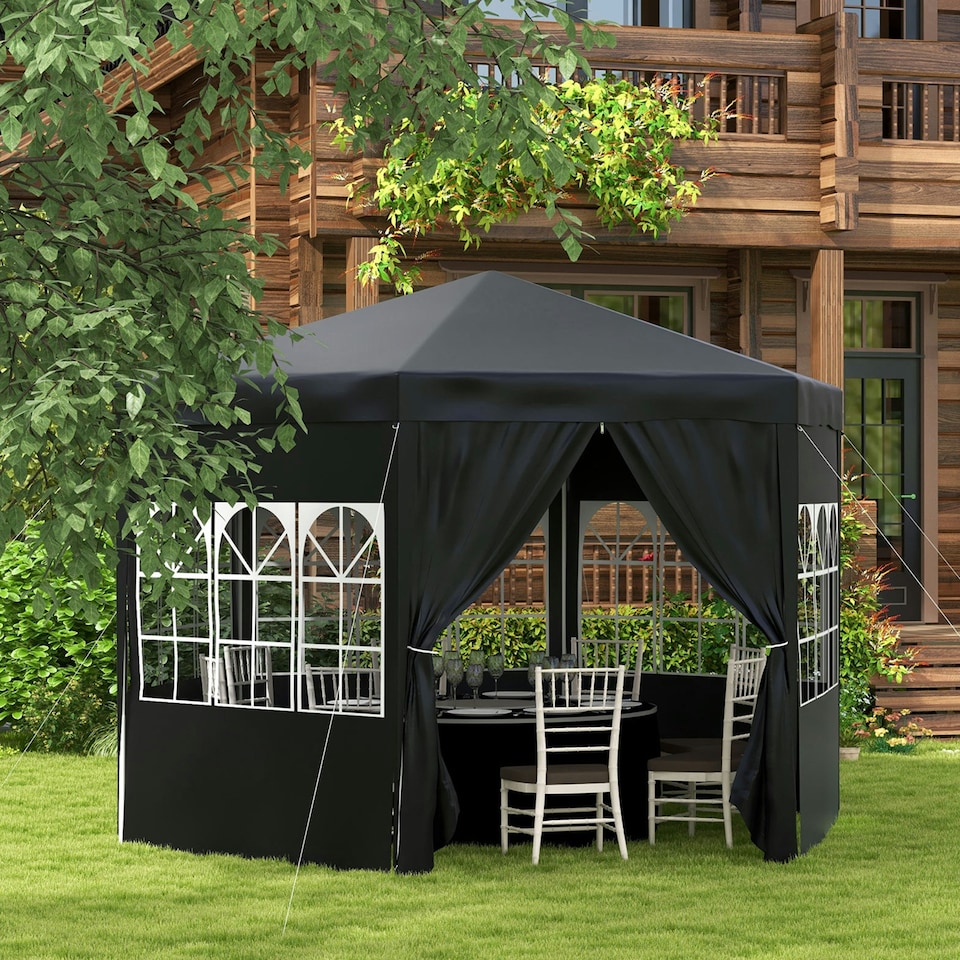 image 1 of Outsunny 3.9m Outdoor Gazebo Canopy with 6 Side Walls