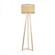 image 1 of ValueLights Lottie Natural Wood Tripod Floor Lamp Wicker Shade and Bulb