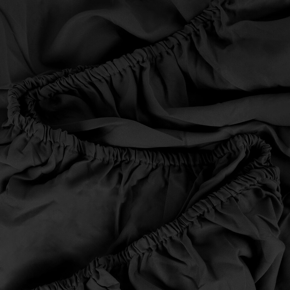 image 1 of OHS Plain Soft Microfibre 30cm Deep Fitted Bed Sheet, Single - Black