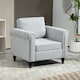 image 2 of HOMCOM Armchair, Upholstered Accent Chair, Occasional Fireside Chair with Back Pillow and Rubber Wood Legs, Single Sofa for Living Room, Reading Room, Light Grey