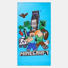 OHS x Minecraft Kids Beach Towel Hooded Poncho Absorbent Quick Dry | Blue | Beach Towel - Blue