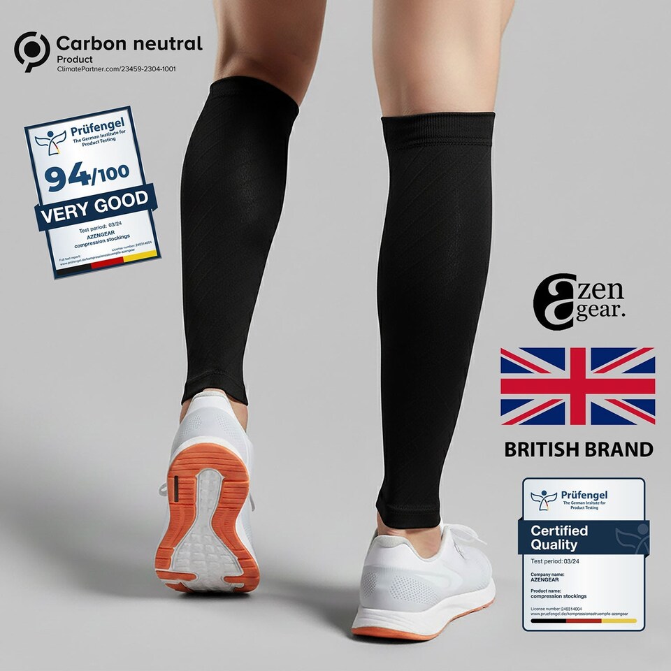 image 1 of aZengear Calf Support Compression Sleeves (Pair) for Women, Men, Running, Shin Splints
