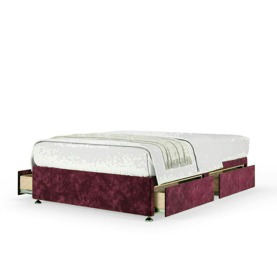 Aubergine Chenille 4 Drawer Divan Base Small Double