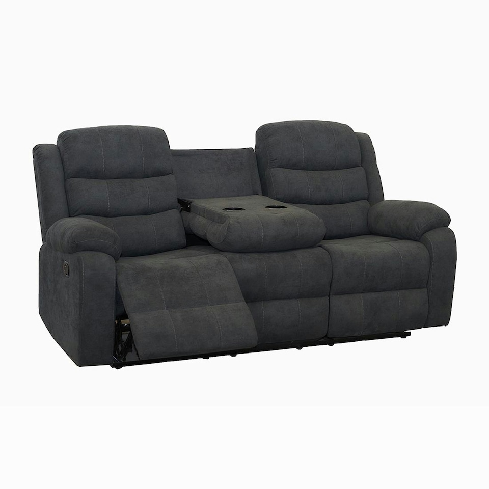 image 1 of Boston 3 Seater Fabric Manual Recliner Sofa (Grey)