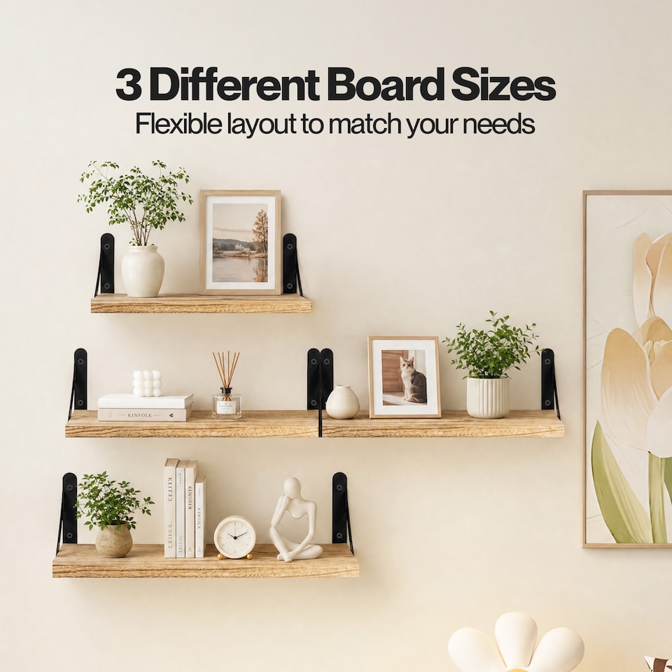 image 1 of Levede Wall Mounted Floating Shelves Set of 4 Rustic Display Shelf Solid Wood