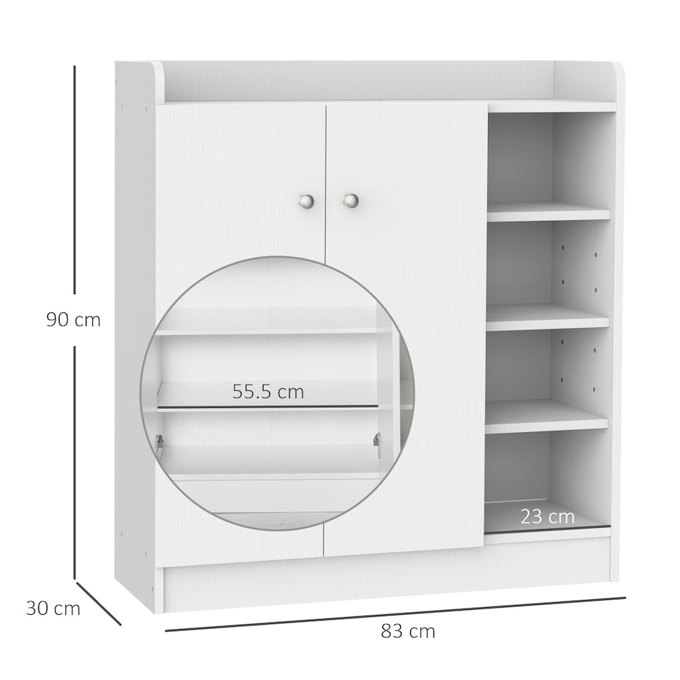 image 1 of HOMCOM Shoe Storage Cabinet Footwear Rack Stand w/Adjustable Shelves White