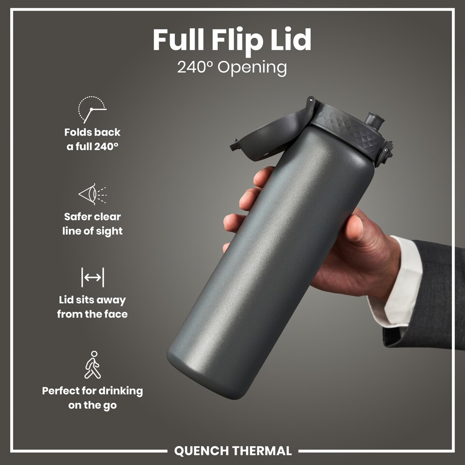 image 1 of Leak Proof 1 Litre Water Bottle, Vacuum Insulated, 920ml (30oz) | Grey | Grey | One Size