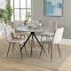 image 1 of Aspen Grey Oak Effect 100cm Round Dining Table with 4 Straight Stitch Upholstered Fabric Chairs - Modern Dining Set | White | Natural | One Size | 1