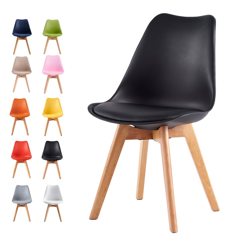 image 1 of MCC Direct Single Plastic Dining Chair with Solid Wooden Legs Kitchen Chair Eva