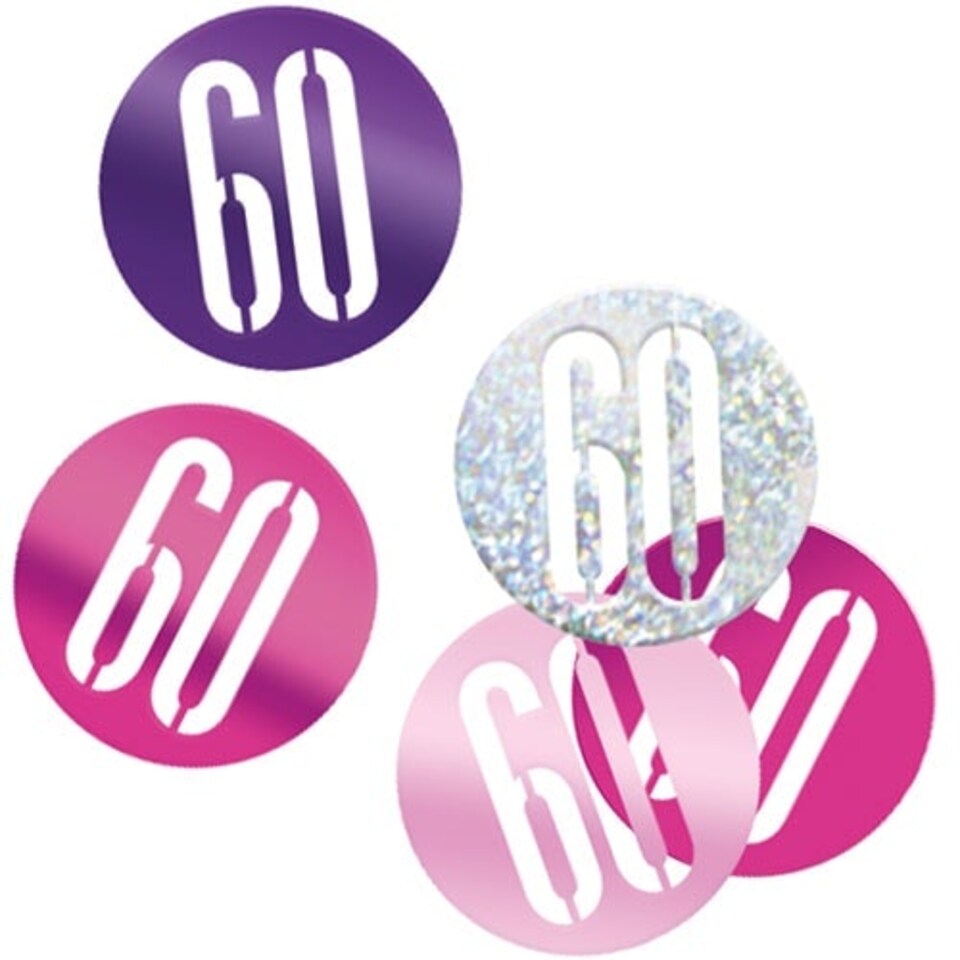 Pink Glitz Age 60 Holographic Assorted Table Confetti 14 Grams