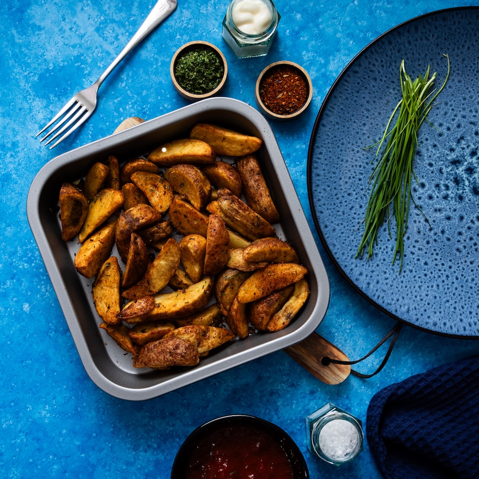 image 1 of BetterWare Air Fryer Accessories Set of 2 x 19cm Square Tins Silver/Pewter