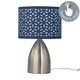 image 2 of First Choice Lighting Valentina Brushed Chrome Touch Lamp with Navy Blue Cut Out Shade Silver | Blue
