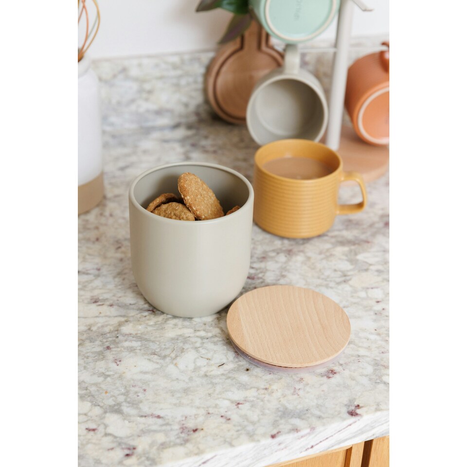 image 1 of KitchenCraft Kitchen Canister Putty Wood 12x12cm