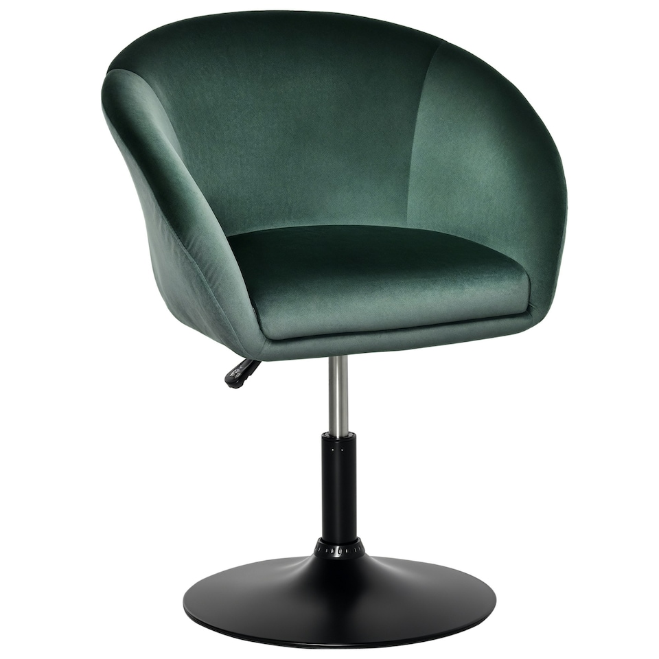 image 1 of HOMCOM Swivel Bar Stool Fabric Dining Chair Dressing Stool Tub Seat Green
