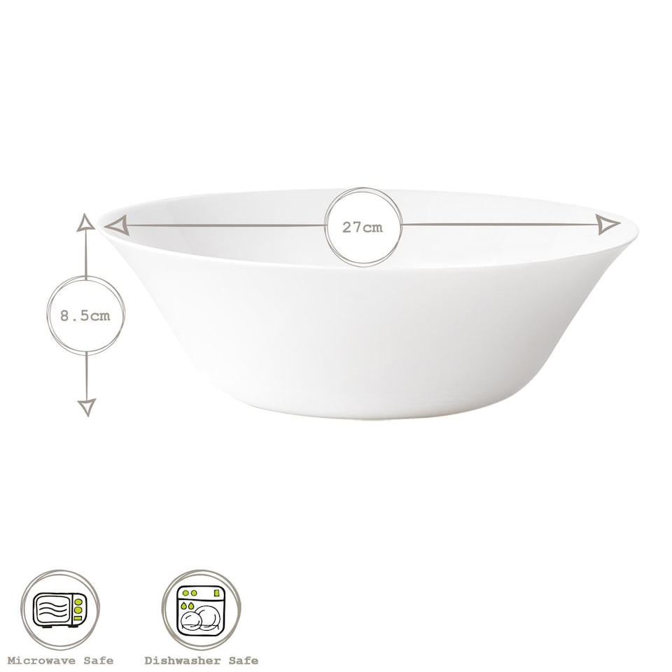 image 1 of Bormioli Rocco White Moon Glass Serving Bowls - 27cm - Pack of 6 | White | White